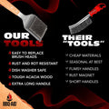 BBQ-Aid Grill Brush and Scraper for Barbecue – Grill Brush for Outdoor Grill with Extended, Large Wooden Handle and Replaceable Stainless Steel
