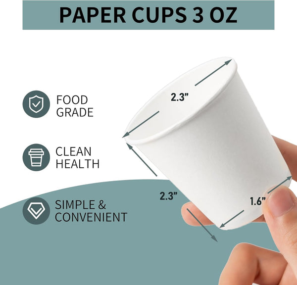 RACETOP [100 Pack] 3 Oz Bathroom Paper Cups, Disposable Paper Cups, Mouthwash Cups, Paper Coffee Cups, Ideal for Bathroom