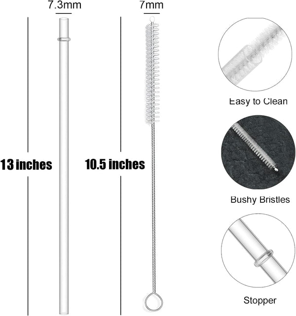 ALINK 12-Pack Reusable Plastic Clear Straws, 13 Inch Extra Long Tumbler Straws for Stanley Cups, 1 Gallon, 64 Oz 40 Oz 32 Oz Water Bottles, plus