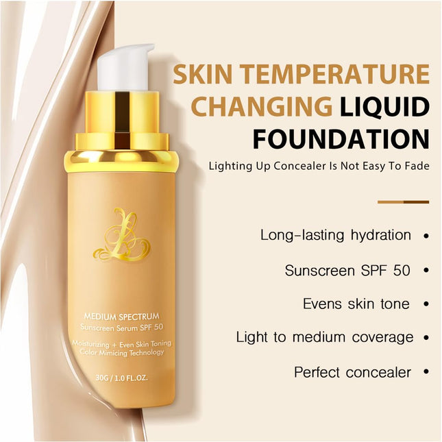 Foundation 4 in 1 - Color Changing, Medium Coverage, SPF 50, Hypoallergenic, Lon