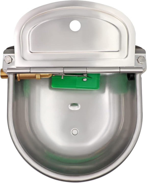 Automatic Dog Water Bowl Dispenser with Brass Float Valve and Drain Hole, 304 Stainless Steel Dog Water Dispenser Livestock Waterer for Dog