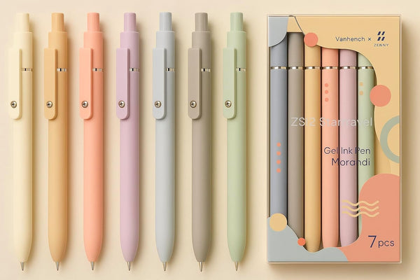 Vanhench 7Pcs 0.5mm Black Ink Gel Pens Fine Point Smooth Writing Quick Dry Pen for Journaling Note Office Desk Nurses Teacher School Supplies