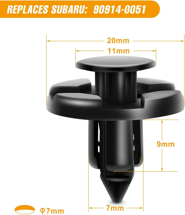 GOOACC 100PCS 7mm 8mm 10mm Compatible with Subaru Push Type Retainer Fasteners Rivets Clips OEM Upgrade for 90914-0007, 90913-0067 & 90914-0051 +