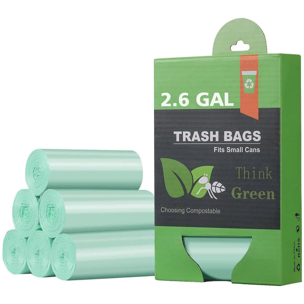AYOTEE 2.6 Gallon Compostable Trash Bags 125 Count Fit 10 Liter Compost Bin | Unscented Small Trash Bags 2.6 Gallon Bathroom Wastebasket Can