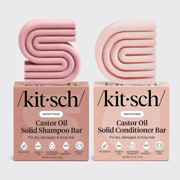 Kitsch Castor Oil Shampoo & Shea Butter Conditioner Bar - Vegan & All Natural Solid Bar | Hydrating & Moisturizing Soap, Paraben-Free, Made in USA