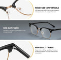 Blue Light Blocking Glasses Anti Eyestrain Computer Gaming Glasses | Vintage Half Frame UV Clear Lens for Women Men A02-black Gold Frame 1 Pack