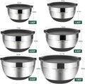 Umite Chef Mixing Bowls with Airtight Lids，6 piece Stainless Steel Metal Nesting Storage Bowls, Non-Slip Bottoms Size 7, 3.5, 2.5, 2.0,1.5, 1QT,