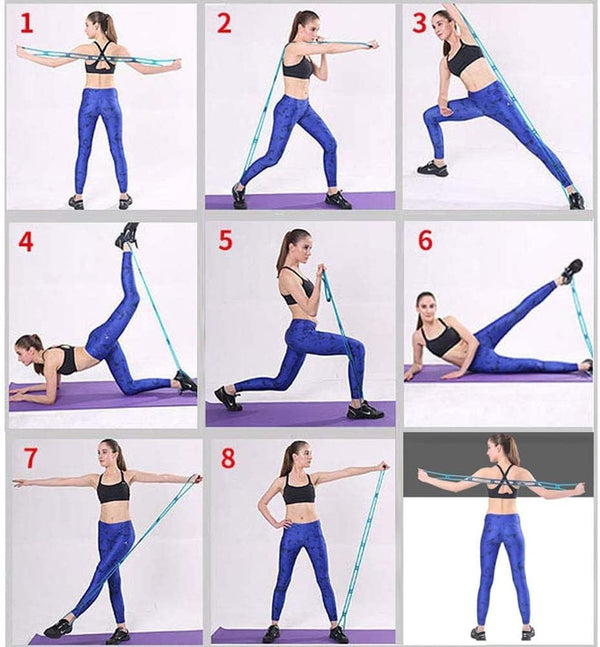 7 Ring Stretch Resistance Exercise Band, Miracle Miles Band, Yoga Stretching, Arm, Shoulders Foot, Leg Fitness Home Gym Physical Therapy Band Blue