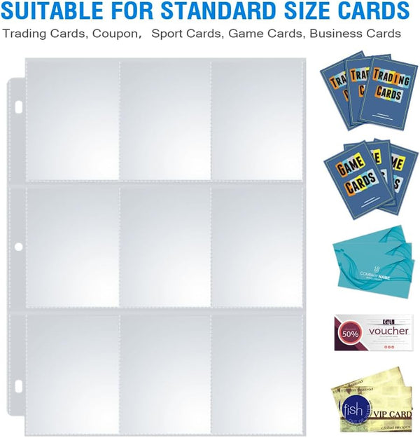 Sooez 9 Pocket Page Protectors, Trading Card Sleeves for Binder, 36 Pack | Baseball Cards Holder, Protective Pages Sheets for Binders Album, Fit