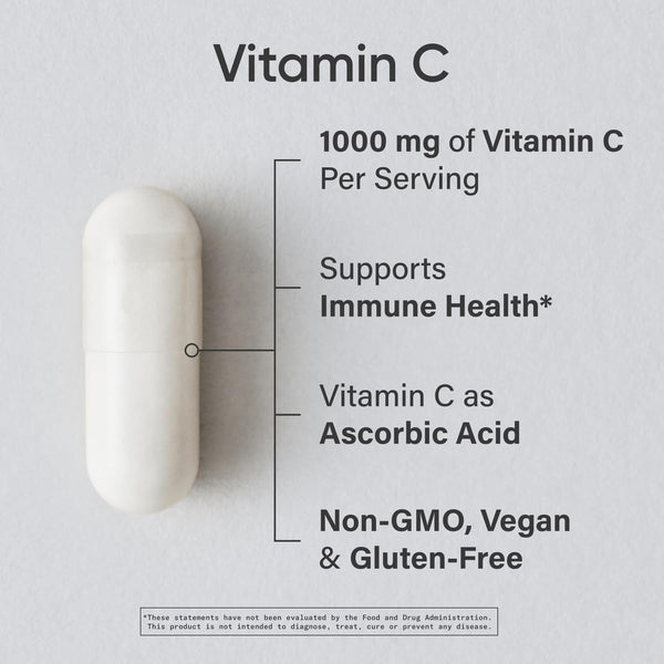 Sports Research Vitamin C 1000Mg - Non-Gmo Project Verified Ascorbic Acid Vitamin C Supplement for Immune Support & Antioxidant Protection | Vegan