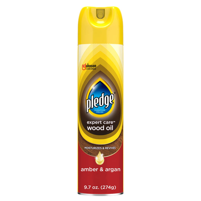 Pledge Moisturizing Wood Oil, Furniture Reviving Spray, Amber & Argan Scent, 9.7