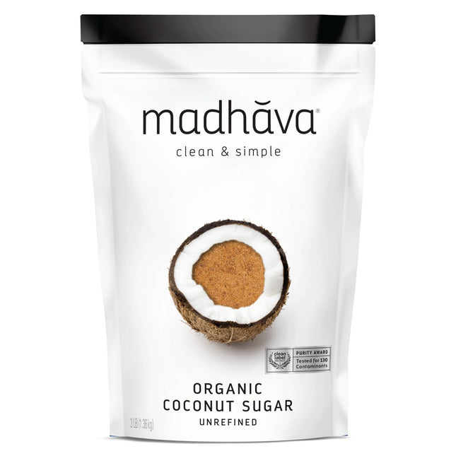 MADHAVA Organic Coconut Sugar 3 Lb. Bag (Pack of 1), Natural Sweetener, Sugar Al