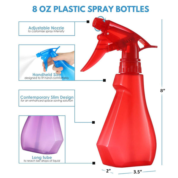 DilaBee 8oz 4-Pack Empty Spray Bottles for Cleaning Heavy Duty, Small Spray Bottle for Hair, Plant Mister, Squirt Bottle for Cats, Spritzer