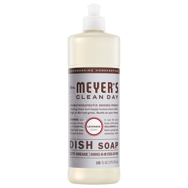 MRS. MEYER'S CLEAN DAY Liquid Dish Soap, Lavender Scent, 16 Ounce Bottle