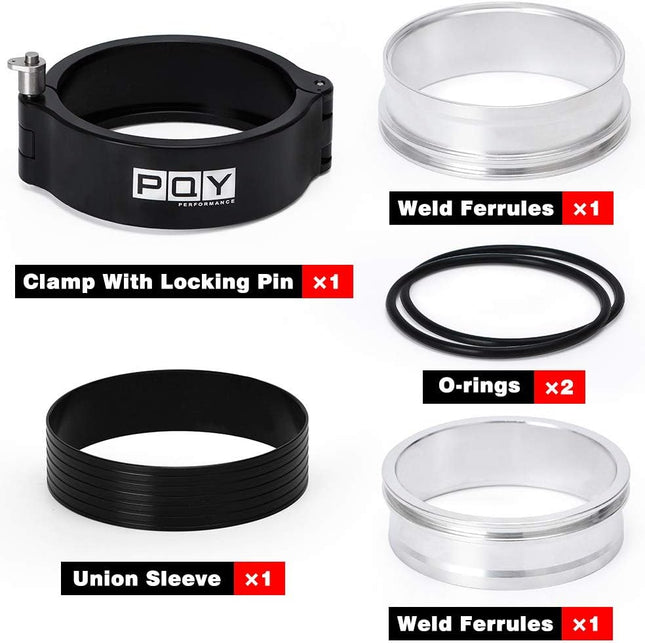 3 Inch Aluminum Quick Release V Band Clamp with Flange Intake Intercooler Pipe Clamp Throttle Union Sleeve