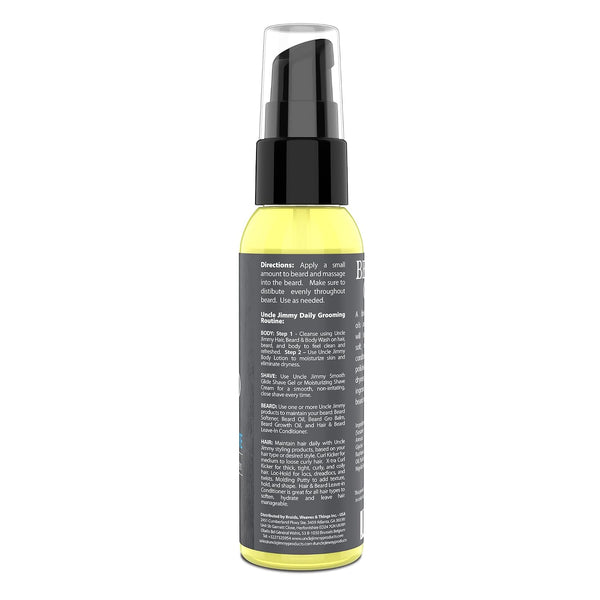 Uncle Jimmy Beard Oil, Restores Moisture, Softens and Reduces Beard Itch for Facial Hair of All Lengths, Made with Black Seed Oil & Honey 2Oz (T108)