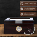 Premium Cigar Humidor for 25-50 Cigars - Elegant Humidor Humidor with Hygrometer and Humidifier - Cedar Lined Cigar Box for Optimal Humidity