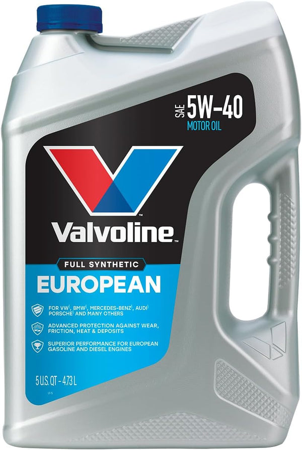 Valvoline European Vehicle Full Synthetic SAE 5W-40 Motor Oil 5 QT, Case of 3 European Vehicle 5 QT, Pack of 3 5W-40