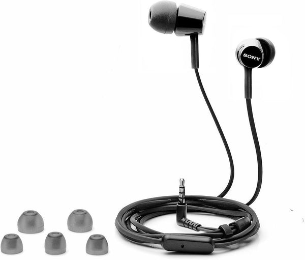 Sony MDREX155AP In-Ear Earbud Headphones/Headset with Mic for Phone Call, Black (MDR-EX155AP/B)