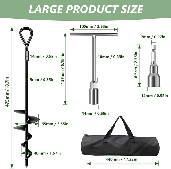 Phopich 18''/30" Long Ground Anchor, Heavy Duty Earth Anchors Ground Anchors Screw in Kit with T-Handle Hex Wrench for Camping Tent, Swing Sets,