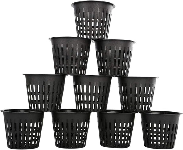 Panxxsen 50 Pack 3 Inch Net Pots Cups for Hydroponics, Slotted Mesh Net Cups for Aquaponics Orchids Vegetables, Heavy Duty Plastic Planting