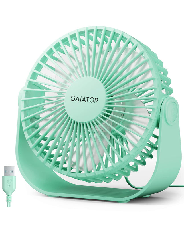 Gaiatop USB Desk Fan, 3 Speeds Strong Airflow, 5.5 Inch Portable 90Â° Rotate Quiet Cooling, Small Personal Table Fans fo