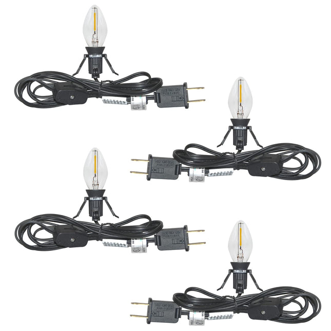 Set of 4 Accessory Cord with C7 LED Lights, Single Light with 4 LED Light Bulb, 