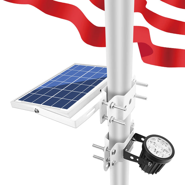 APONUO Solar Flag Pole Light,Solar Powered Flagpole Lights Pole Mount Upgraded Solar Flagpole Lights Outdoor Dusk to Dawn 2 Lighting Mode for