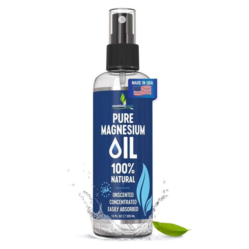 Pure Magnesium Oil Spray 12Oz - Topical Magnesium Spray for Sleep Extra Strength - Less Sting - Less Itch - 100% Natural and Organic Oil - Made in USA