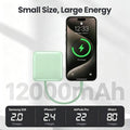 ummz Mini Portable Charger with Built-in 4 Cables，12000mAh Small Power Bank green
