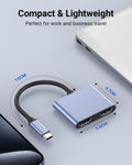 USB C to Dual HDMI Adapter 4K@60Hz, Multiport Adapter with 2 HDMI, USB3.0, PD 100W, USB C Splitter Compatible with MacBook Pro/Air, iPad Pro,