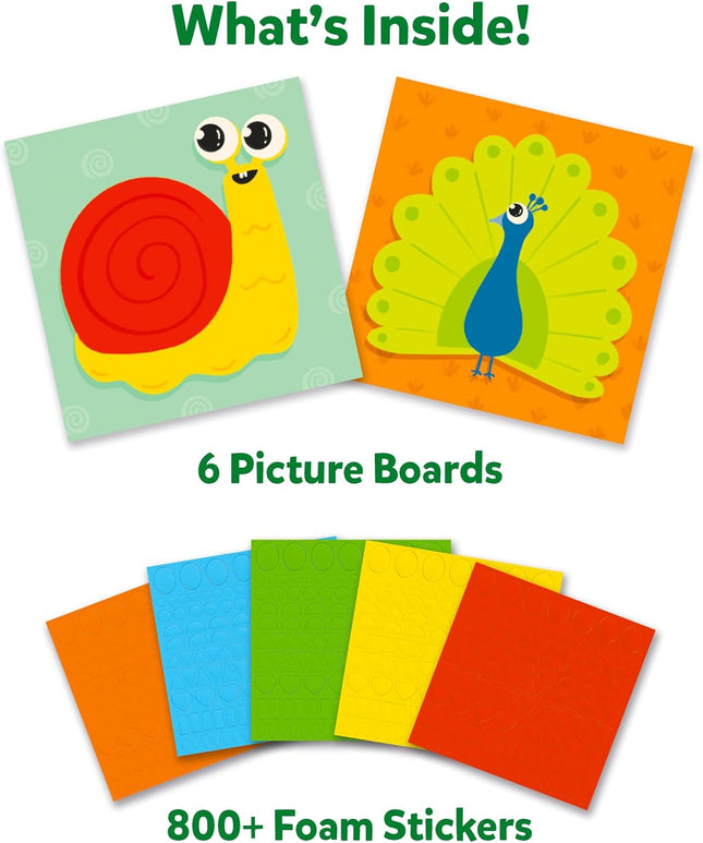 Skillmatics Foam Sticker Art Activity - Animals, Mess-Free Fun for Kids, 800+ 3D Foam Stickers, DIY Felt Craft Kits, Gif