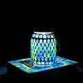 Solar Mosaic Glass Solar Hanging Lantern, Waterproof Outdoor Garden Light | Handcrafted blue mosaic solar hanging lantern projects beautiful