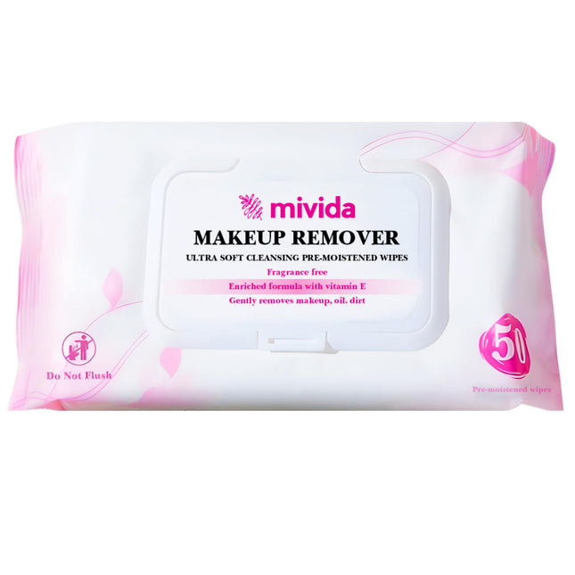 Mivida Hypoallergenic Makeup Remover Wipes | Daily Cleansing Facial Towelettes w