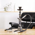 20" Hookah set - 2 Hose Premium Shisha Hookah Kit with Glass Vase, Ceramic Bowl and Coal Tongs Ashtray for Better Shisha Narguile Smoking (Black)