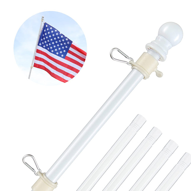 White Flag Poles for outside House - 5Ft Tangle Free Flag Pole for House,Heavy D