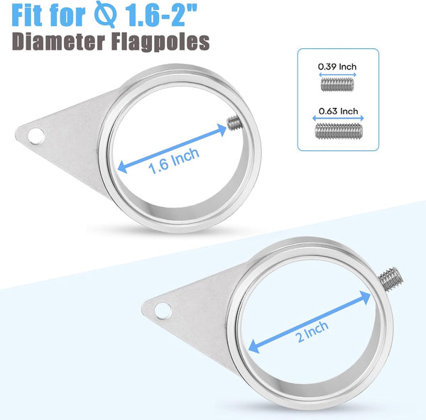 2" Large Flag Pole Rings, 2 Pcs Aluminum Alloy Spinning Flag Pole Ring Clips Swivels, 360ÃÂ° Rotating anti Wrap Flagpole Ring Hardware with