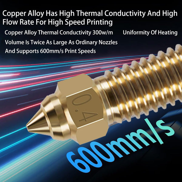 10PCS 3D Printer Extruder Nozzles Kit for K1/K1 Max/Ender 3 V3 KE, Packed High Temperature and Wear Resistance 5PCS 0.4mm, 1PC 0.2mm, 1PC 0.6mm,