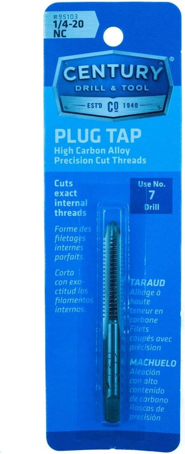 Century Drill & Tool â 95103 Carbon Steel Tap â Â¼-20NC â Precise Threading, for Use with Size 7 Drill, Home Improvement, DIY, Construction