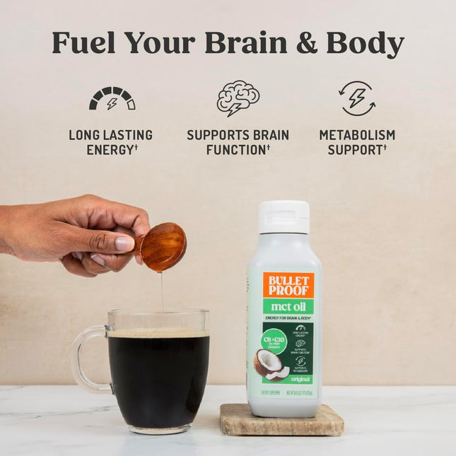 Bulletproof MCT Oil Made with C10 and C8 Oil, 16 Ounces, Keto Supplement for Sus