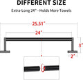MKO Towel Bar for Bathroom, 24" Hand Towel Holder with Metal, Black Towel Rack Hanger Sturdy Wall Mounted for Kitchen Home Essentials, 2 Pack