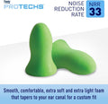 Flents Protechs Quiet Contour Foam Ear Plugs, NRR 33, 10 Pair, Green | Reusable Foam Ear Plugs for Sleeping, Snoring, Loud Noise, Traveling,