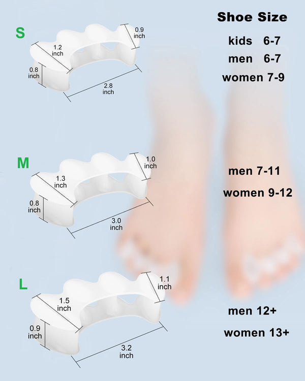 2Pairs Toe Separators Toe Spacers for Women Men to Correct Bunion, Relieve Feet Pain, Foot Alignment, Toe Straighteners for Hammertoes, Plantar