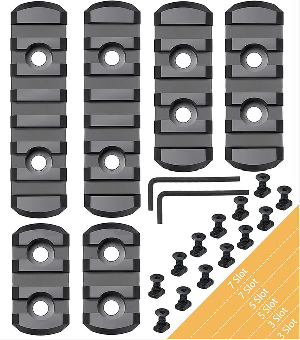 Polymer Picatinny Accessory Rail Single Picatinny Rail, 3 3 5 5 7 7 Slots, with 13 T-Nuts & 13 Screws & 2 Allen Wrench Black
