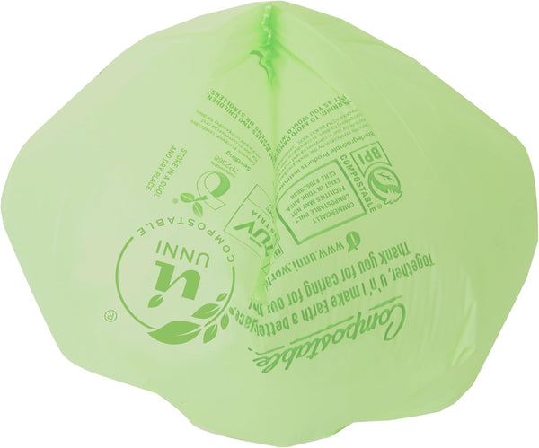 UNNI Compostable Liner Bags, 2.6 Gallon, 9.84 Liter, Extra Thick 0.71 Mil, 100 Count, Small Kitchen Food Scrap Waste Bags, ASTM D6400, US BPI, CMA