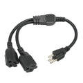 1.5 FT Extension Cord Splitter 1 to 2, 3 Prong Indoor Power Outlet Splitter, 16AWG Cable Wire Extender Space Saver for Halloween Lights, Christmas