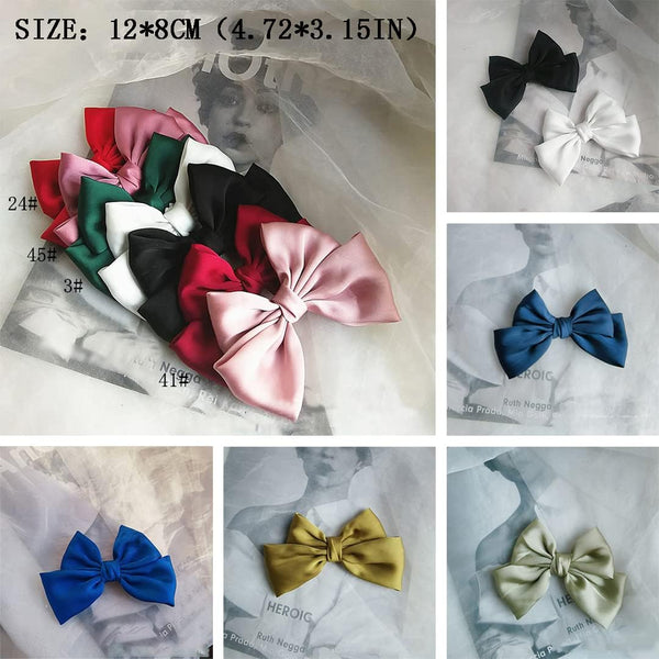 2 Pcs Satin Bow Shoe Clips Removable Solid Color Shoe Clips Elegant Wedding Party Shoe Buckles Bags Clothing Hair Accessories Dark Green