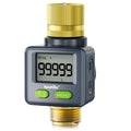 RAINPOINT Water Flow Meter with Brass Inlet & Outlet, 180° Screen-Flip Water Meter, Measure Gallon/Liter Consumption for RV Filling, Garden