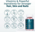 WEEM Hair Skin and Nails Gummies - Supports Healthy Hair - Vegan Biotin Vitamins for Women & Men Supports Faster Hair Growth, Stronger Nails,