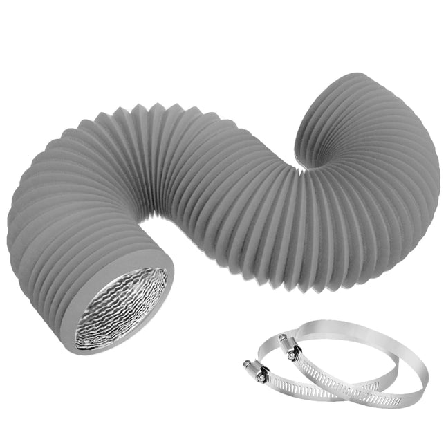 4 Inch 8FT Dryer Vent Hose,Flexible Insulated Air Ducting,Vent Hose PVC Aluminum Foil with 2 Clamps for HVAC Ventilation